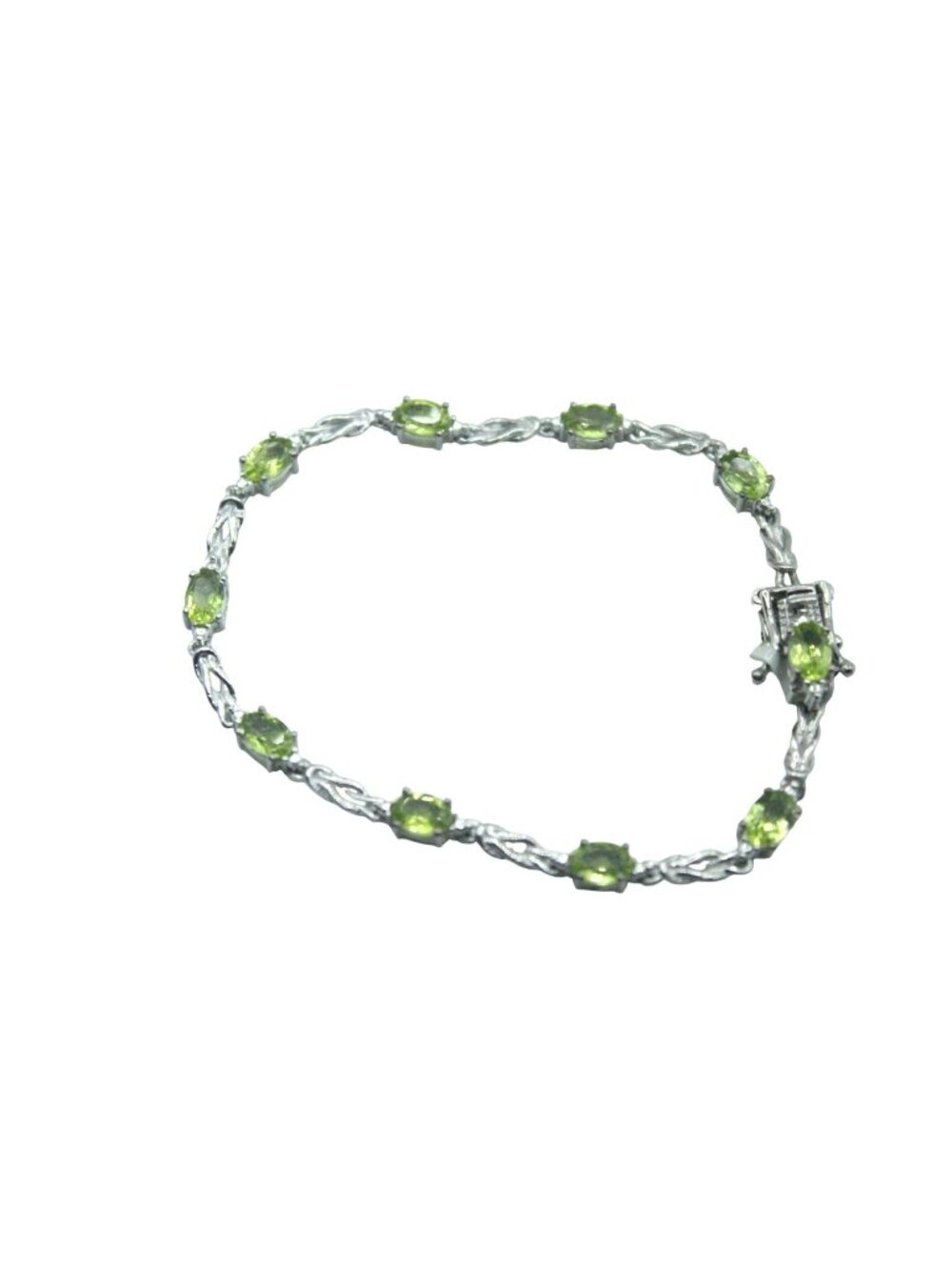 NWT Silver Tone Peridot Karis Tennis Bracelet 7in Stunning Gemstone